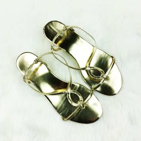 LOFT Shoes - LOFT Gold Slip On Platform Sandals Size 7